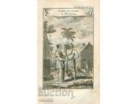 1780 - СТАРА ГРАВЮРА - Мъж и жена от остров Ява - ОРИГИНАЛ