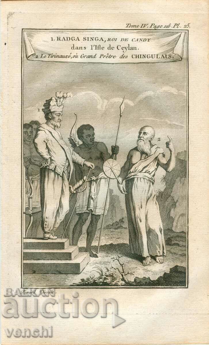 1780 - GRAVURA VECHE - Sri Lanka - ORIGINAL