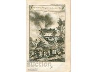 1780 - GRAVURA VECHIA - Incinerarea mortilor in Ceylon - ORIGINAL