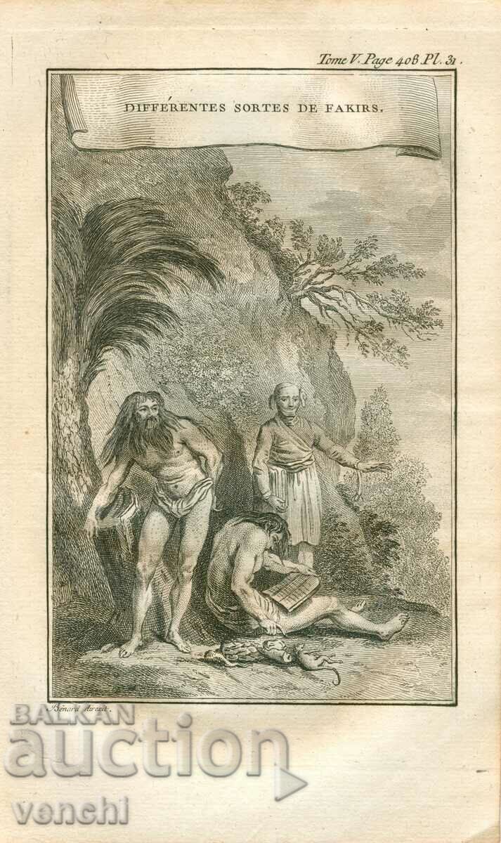 1780 - GRAVURA VECHE - FAKIRI, INDIA - ORIGINAL