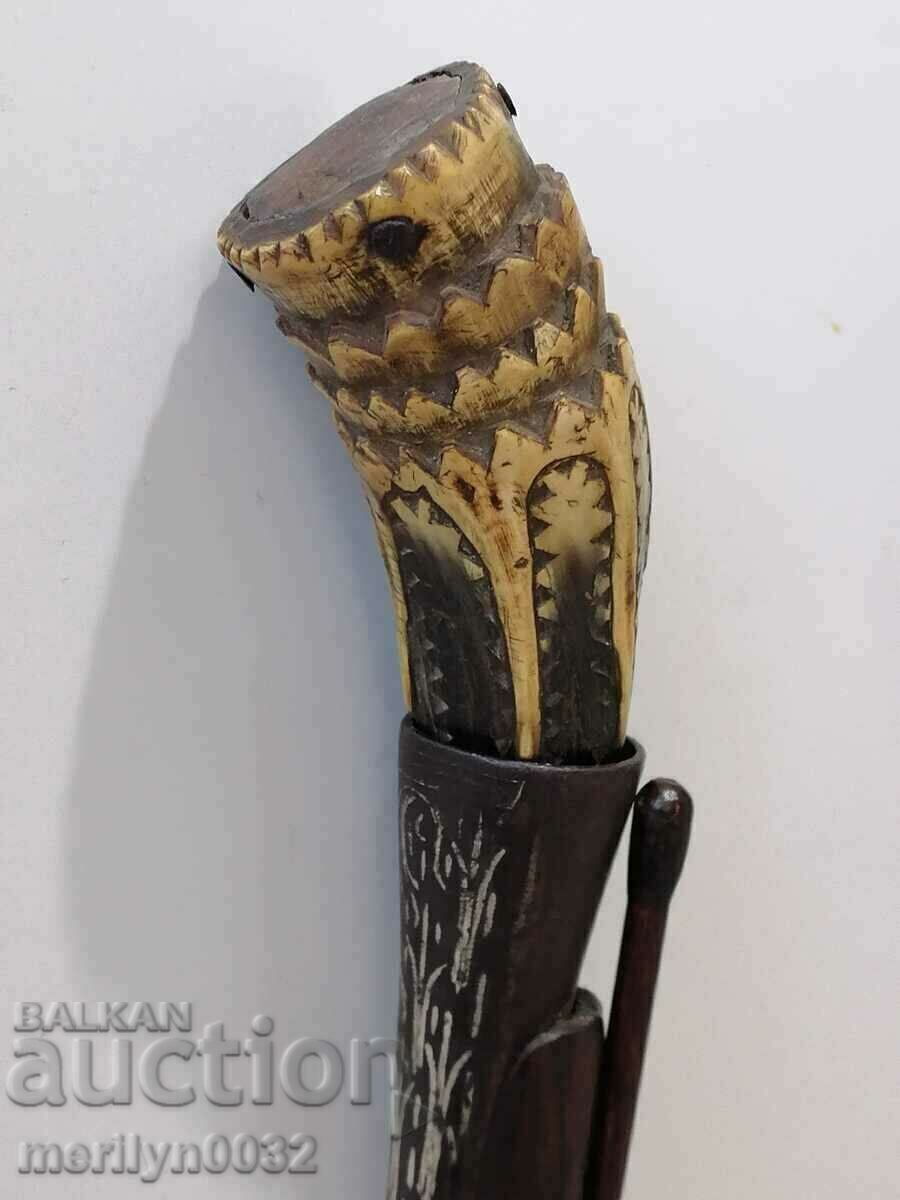 Ancient horned horn powder magazine for a rifle, Pishtov - 7 Ancient horned horn powder magazine for a rifle, Pishtov - 7