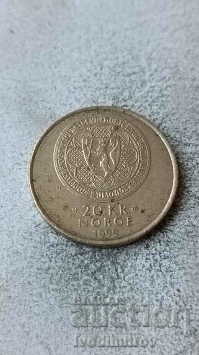 Norway 20 kroner 1999 700 years Akeschus Fortress