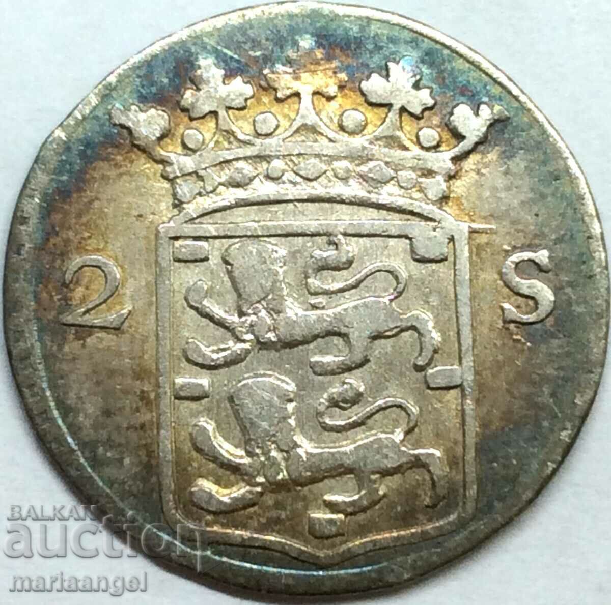 Нидерландия Западна Фризия 2 стивера 1766 сребро