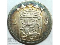Нидерландия Западна Фризия 2 стивера 1766 сребро