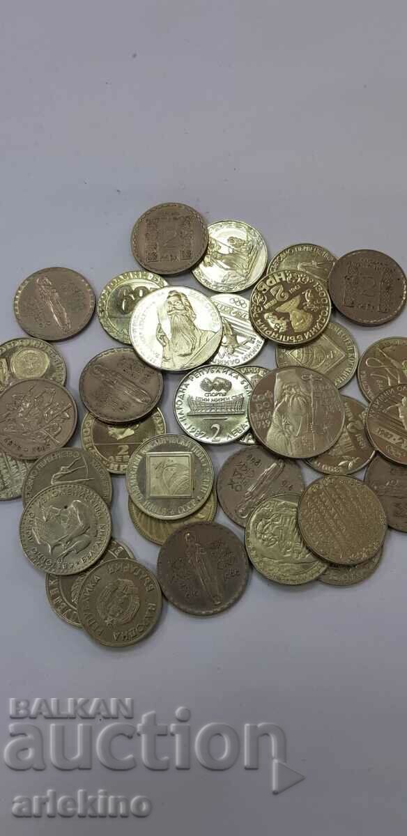 Лот 33 бр. български юбилейни монети, монета - 2 лв., 5 лв.
