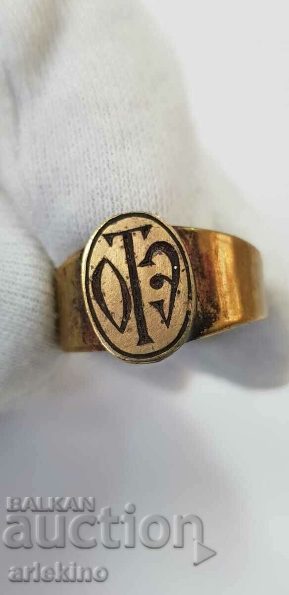 Рядък български възрожденски пръстен, печат, монограм 19-20в