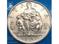 5 lire 1936 argint Italia - an rar