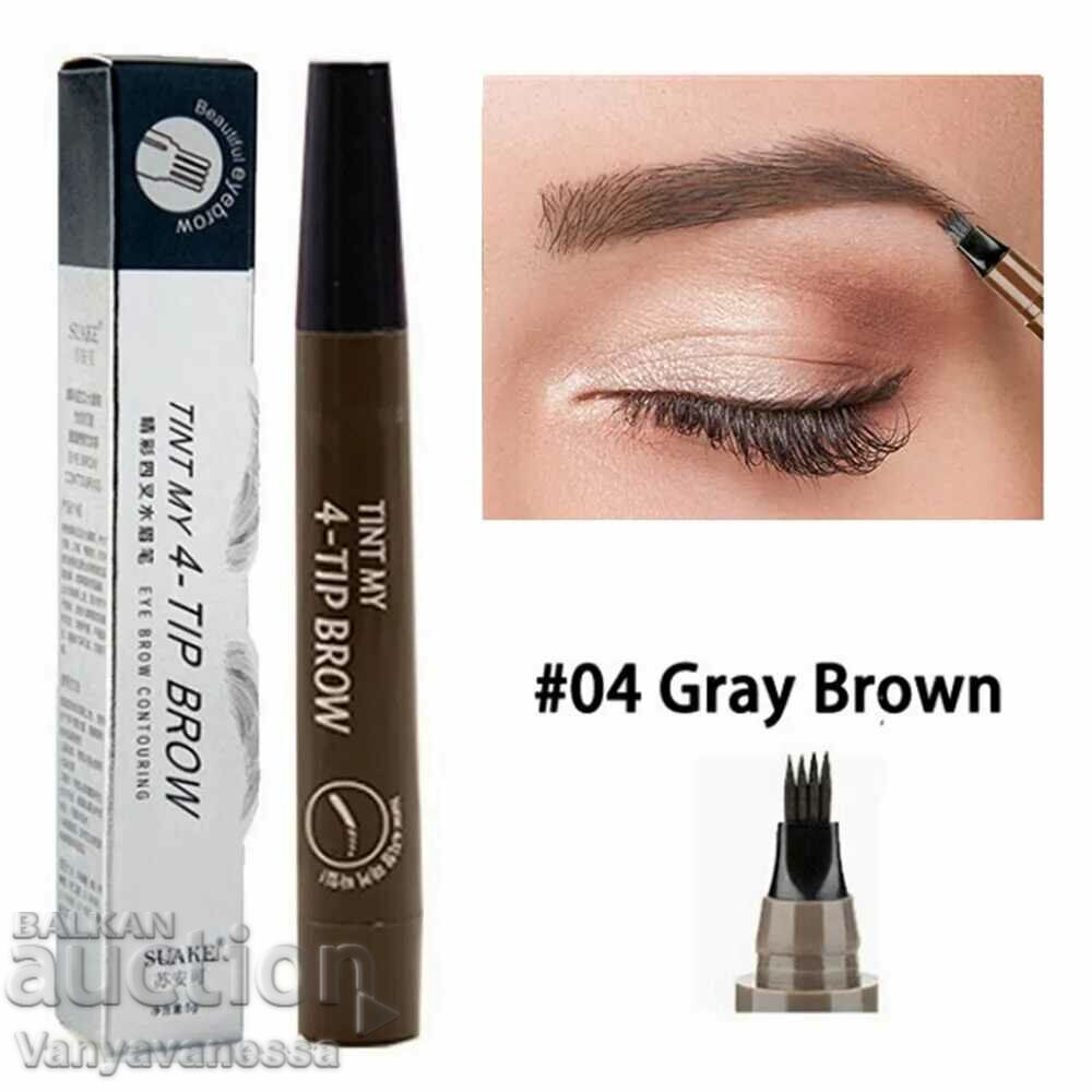 Waterproof eyebrow applicator brown gray pencil