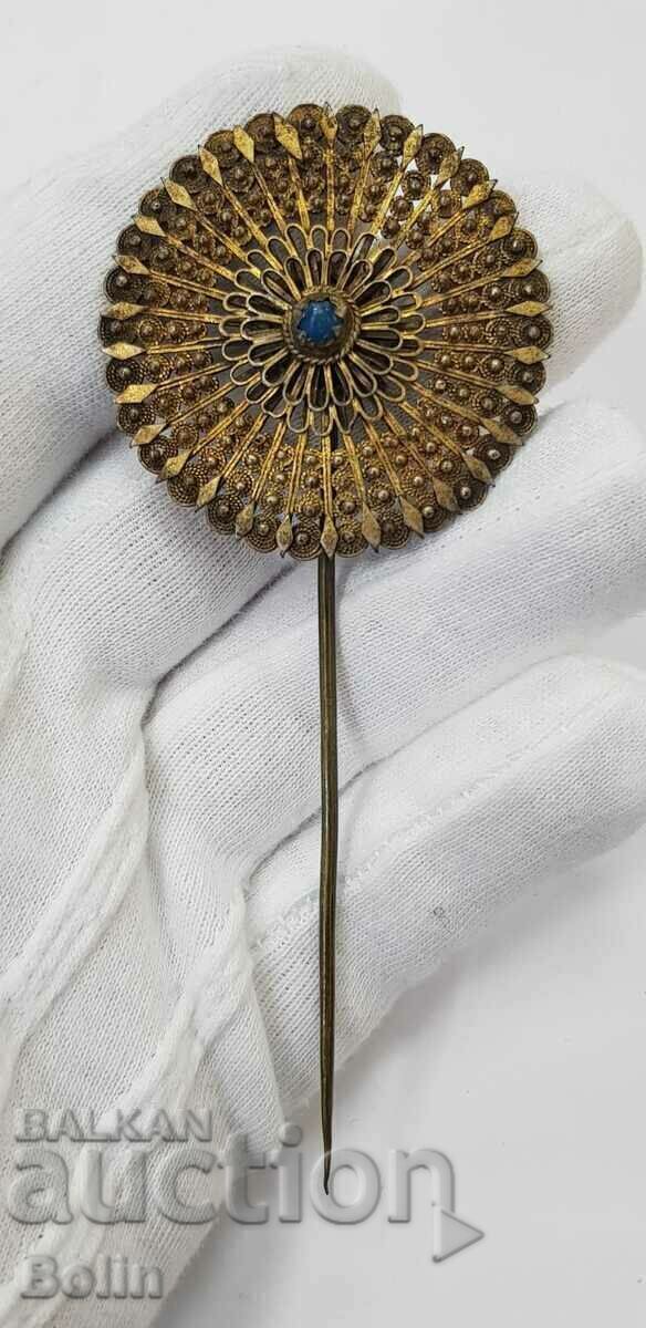 Όμορφη καρφίτσα Revival, επίχρυση καρφίτσα - 19ος αιώνας