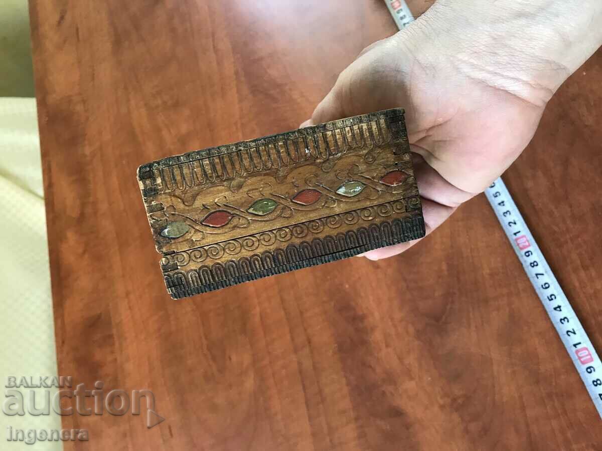 BOX BOX WOOD PYROGRAPHED PAINTED COLOR ANTIQUE - 6 BOX BOX WOOD PYROGRAPHED PAINTED COLOR ANTIQUE - 6