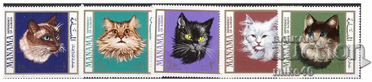 MANAMA 1968 Cats clean series 5 stamps