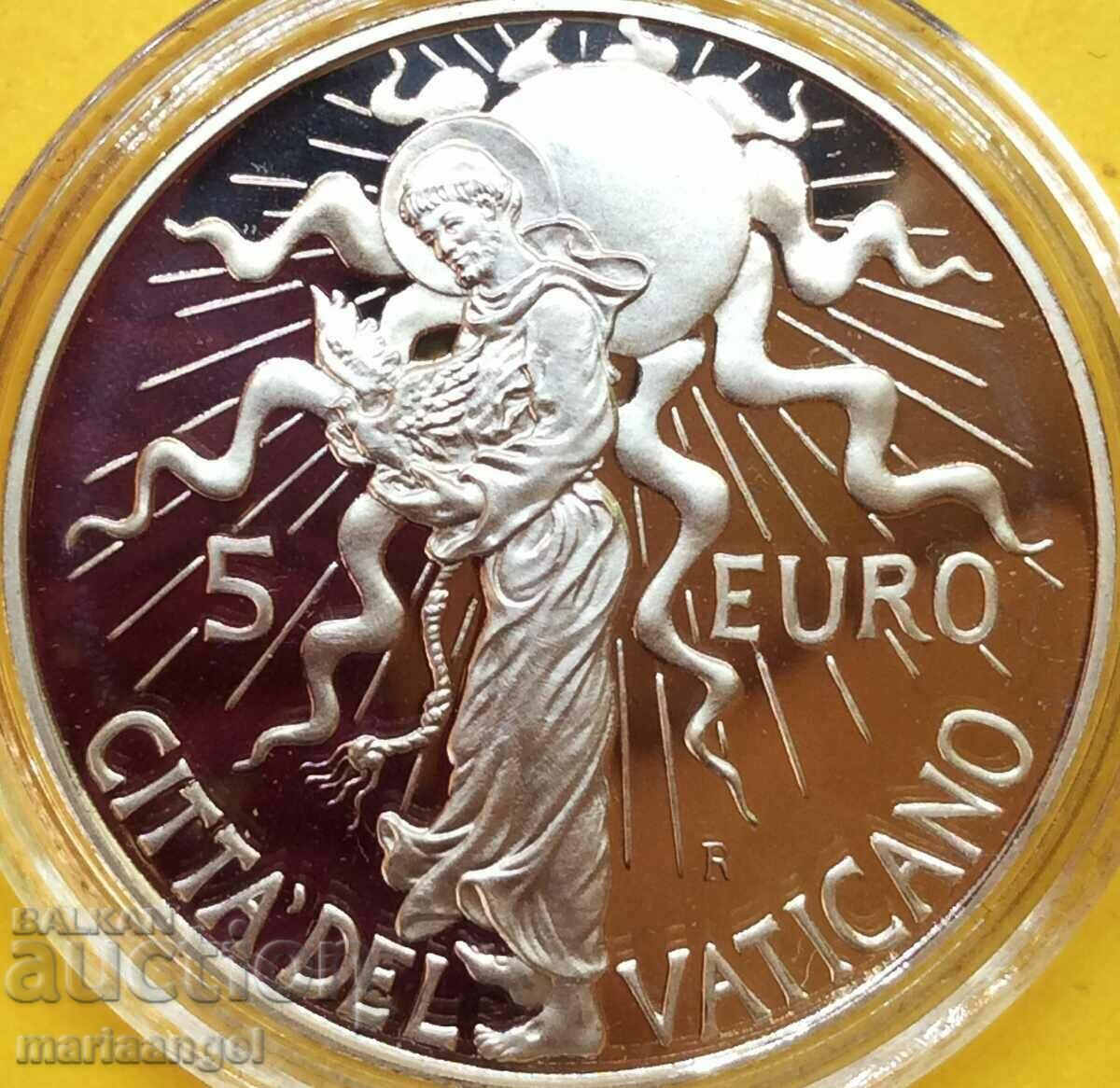 5 ευρώ 2007 Vatican John Paul II box cert, PROOF UNC ασήμι