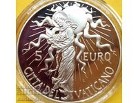 5 euros 2007 Vatican John Paul II box cert, PROOF UNC silver