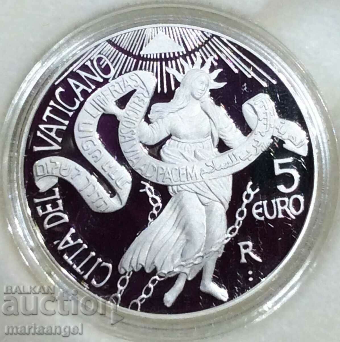 5 евро 2011 Ватикан Бенедикт XVI UNC PROOF серт капсула Ag