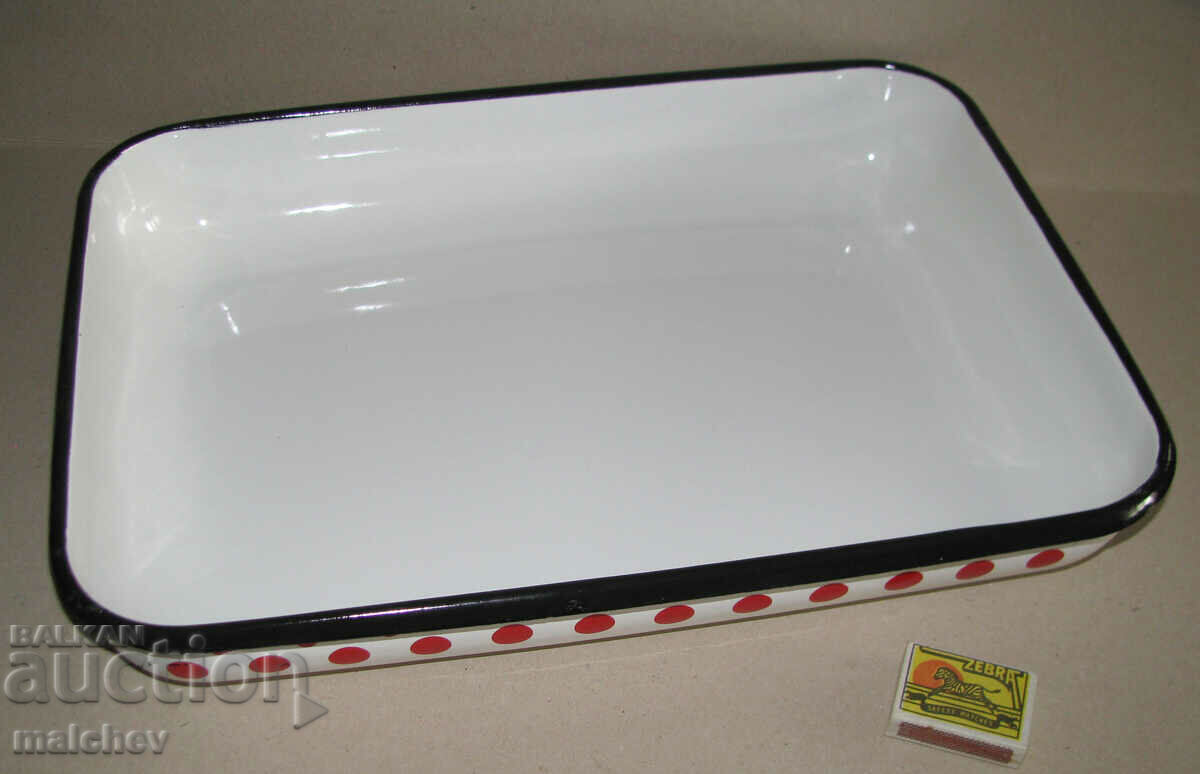 New large enamel tray 32/44 cm rectangular, excellent
