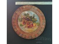 Painted Bulgarian wooden retro plate - wall plate