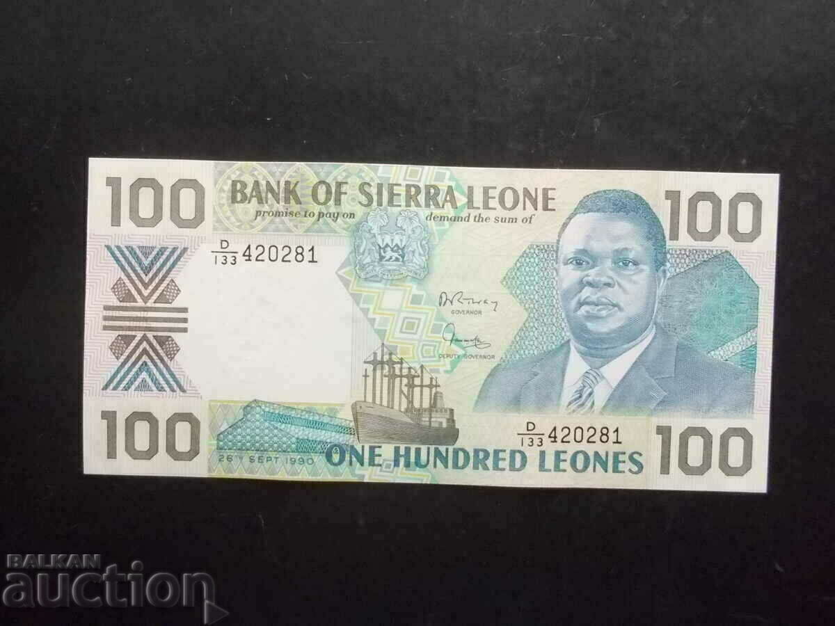 SIERRA LEONE, 100 leone, 1990, UNC