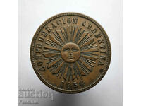 Σπάνιο χάλκινο νόμισμα 2 centavos 1854 Αργεντινή