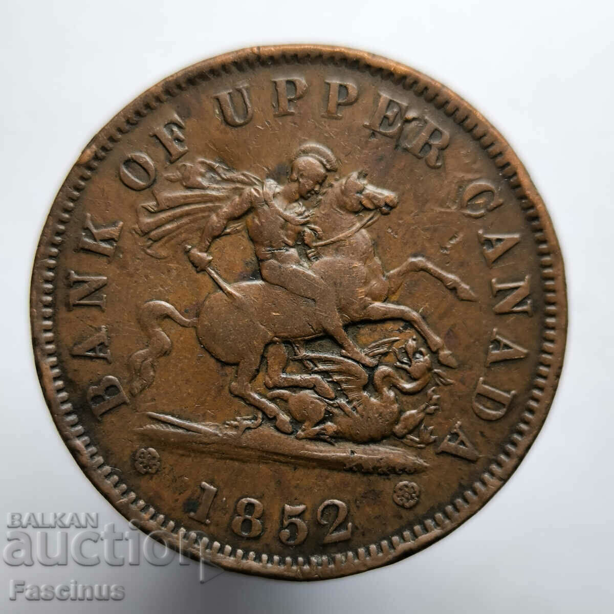 Monedă de cupru de 1 penny (jeton bancar) 1852 • Canada