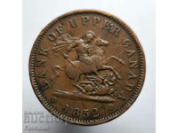 Monedă de cupru de 1 penny (jeton bancar) 1852 • Canada