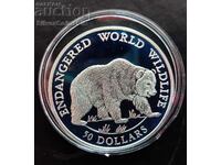 Silver $50 Bear 1990 Endangered Animals