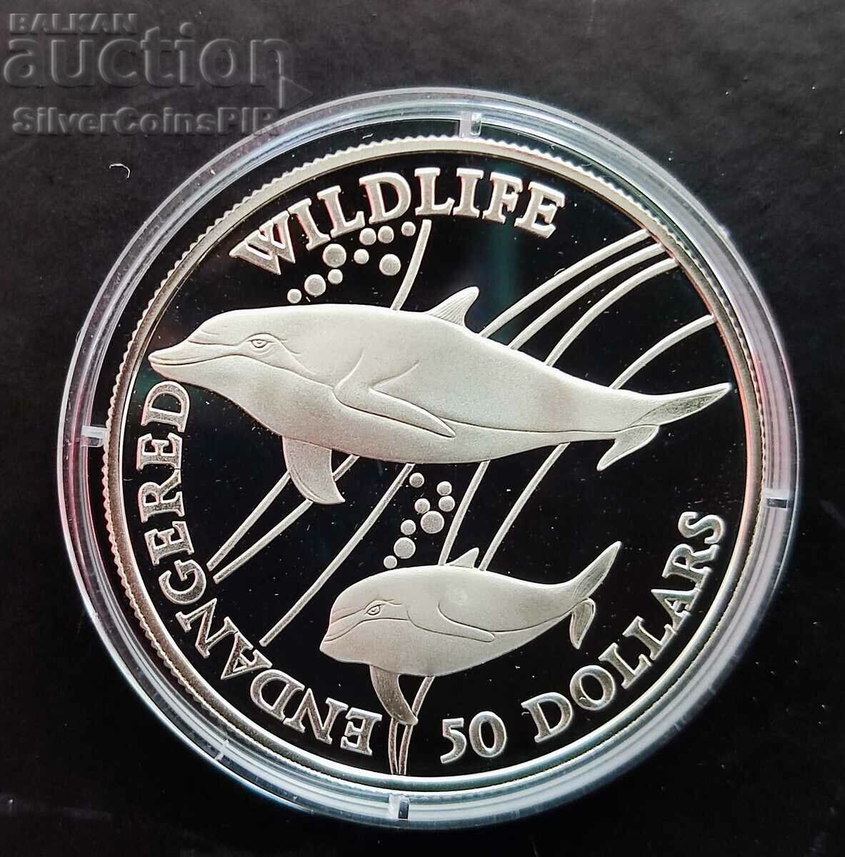 Silver $50 Dolphins 1991 Endangered Animals