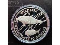 Сребро 50 Долара Делфини 1991 Застрашени Животни