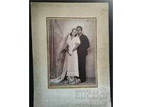 Bulgaria Old cardboard photo - newlywed couple.