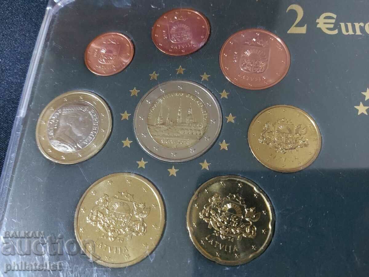 Latvia 2014 - Euro set, 8 coins UNC with price 25.00 BGN | € 12.78 Latvia 2014 - Euro set, 8 coins UNC with price 25.00 BGN | € 12.78