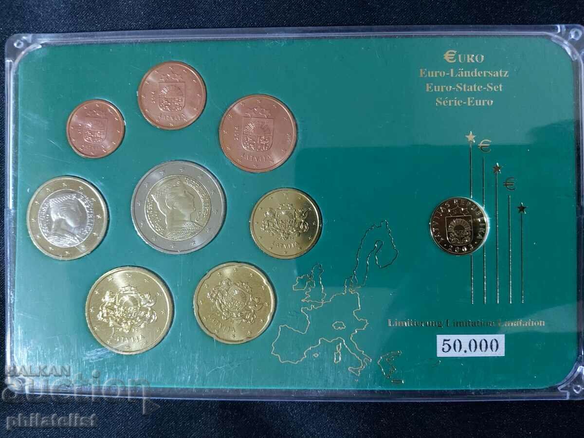Латвия 2014 - Евро сет + 1 Santims Латвия  , 9 монети