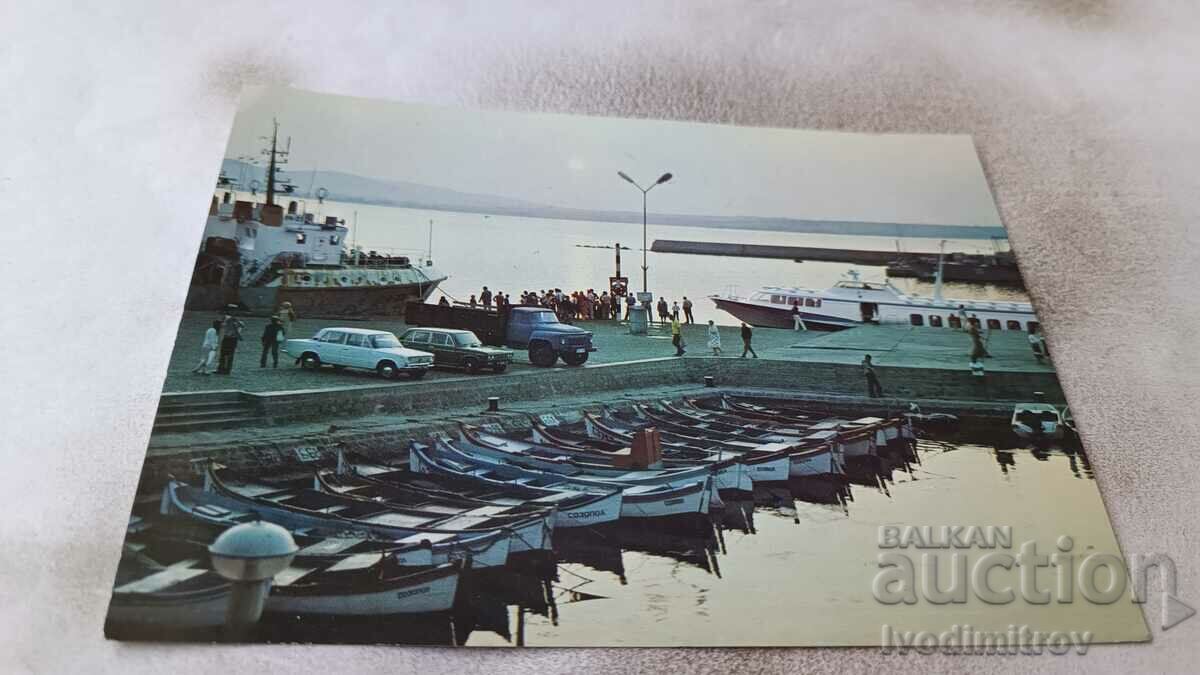 Пощенска картичка Созопол Пристанището 1984