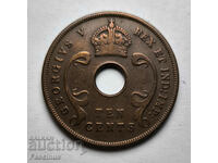 Медна монета 10 цента 1934 • Източна Африка
