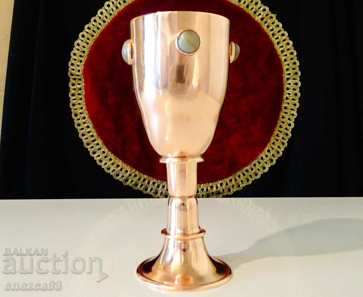 Royal copper goblet, copper wine glass.