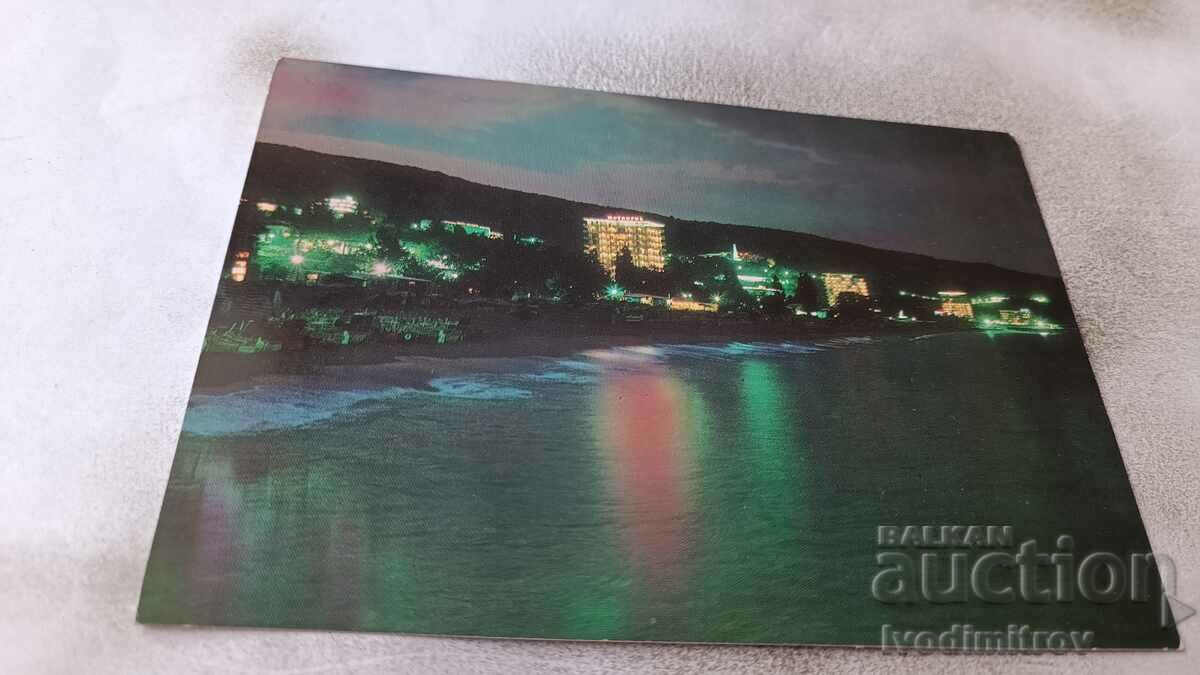 Carte poștală Nisipurile de Aur Vedere de noapte 1973