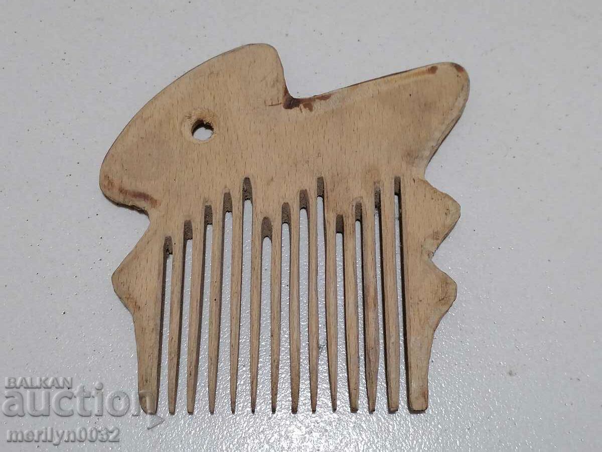 Old wooden comb object made of wood comb wooden