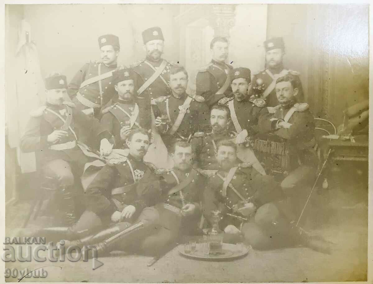 Стара голяма оригинална снимка на офицери 1885-