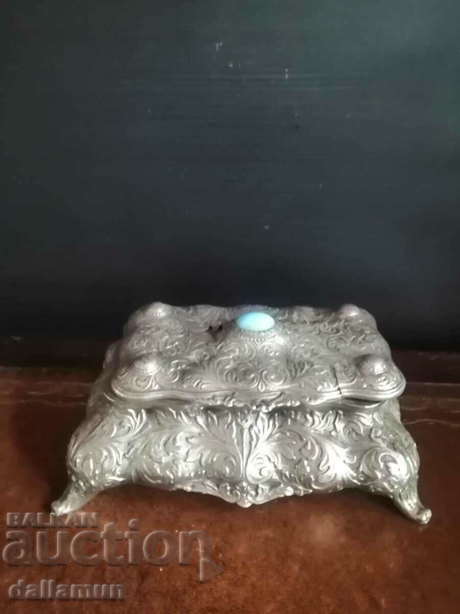 old silver plated jewelry box