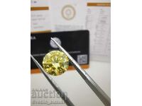 Certificat de diamant galben moissanit de 3,00 carate