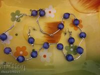 Lot necklace, bracelet and earrings of purple elastic elements