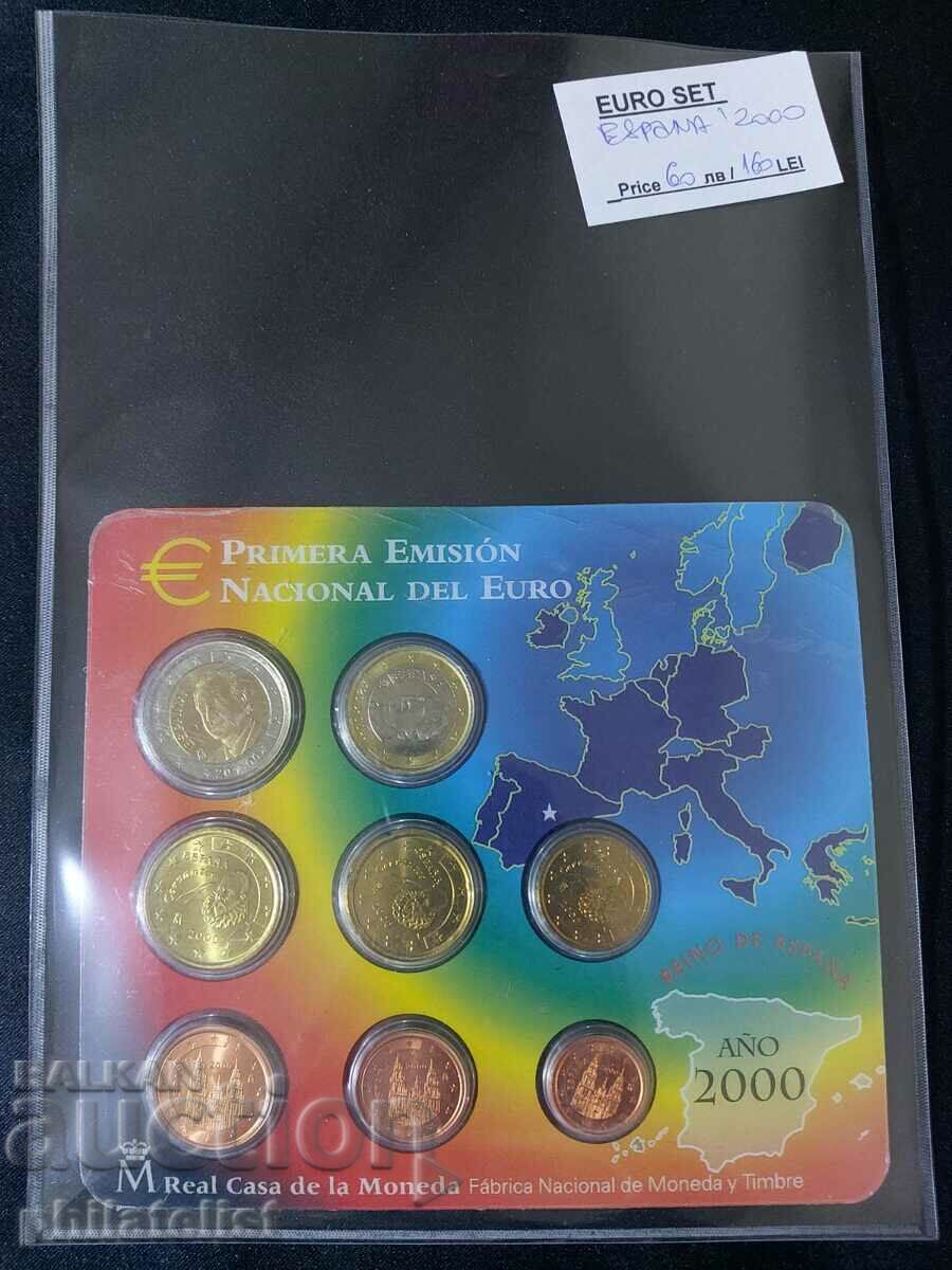 Spania 2000 Set complet de euro bancar de la 1 cent la 2 euro