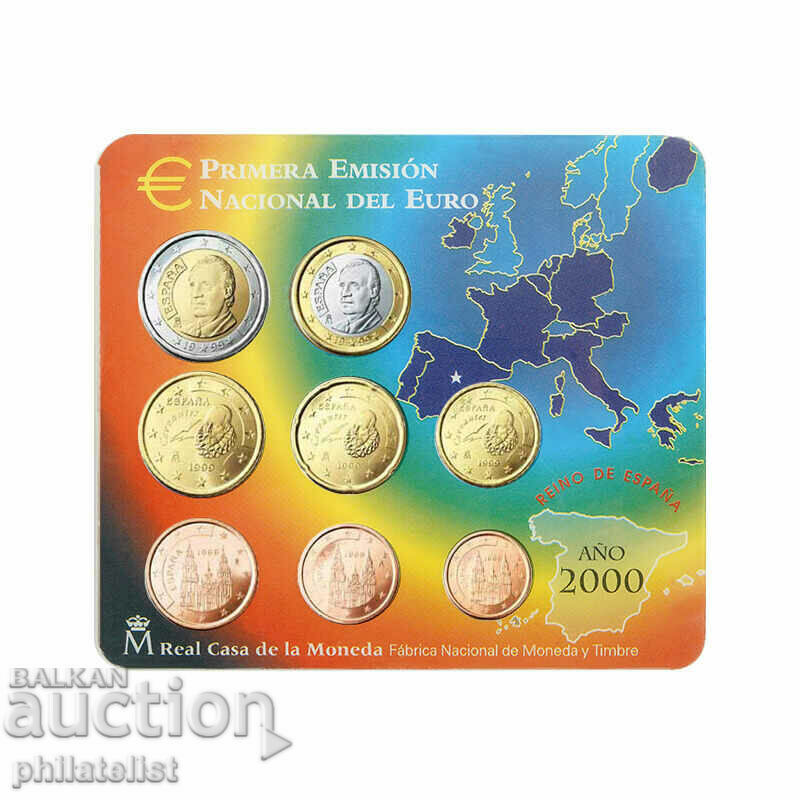 Ισπανία 2000 Πλήρες τραπεζικό ευρώ σετ από 1 σεντ έως 2 ευρώ