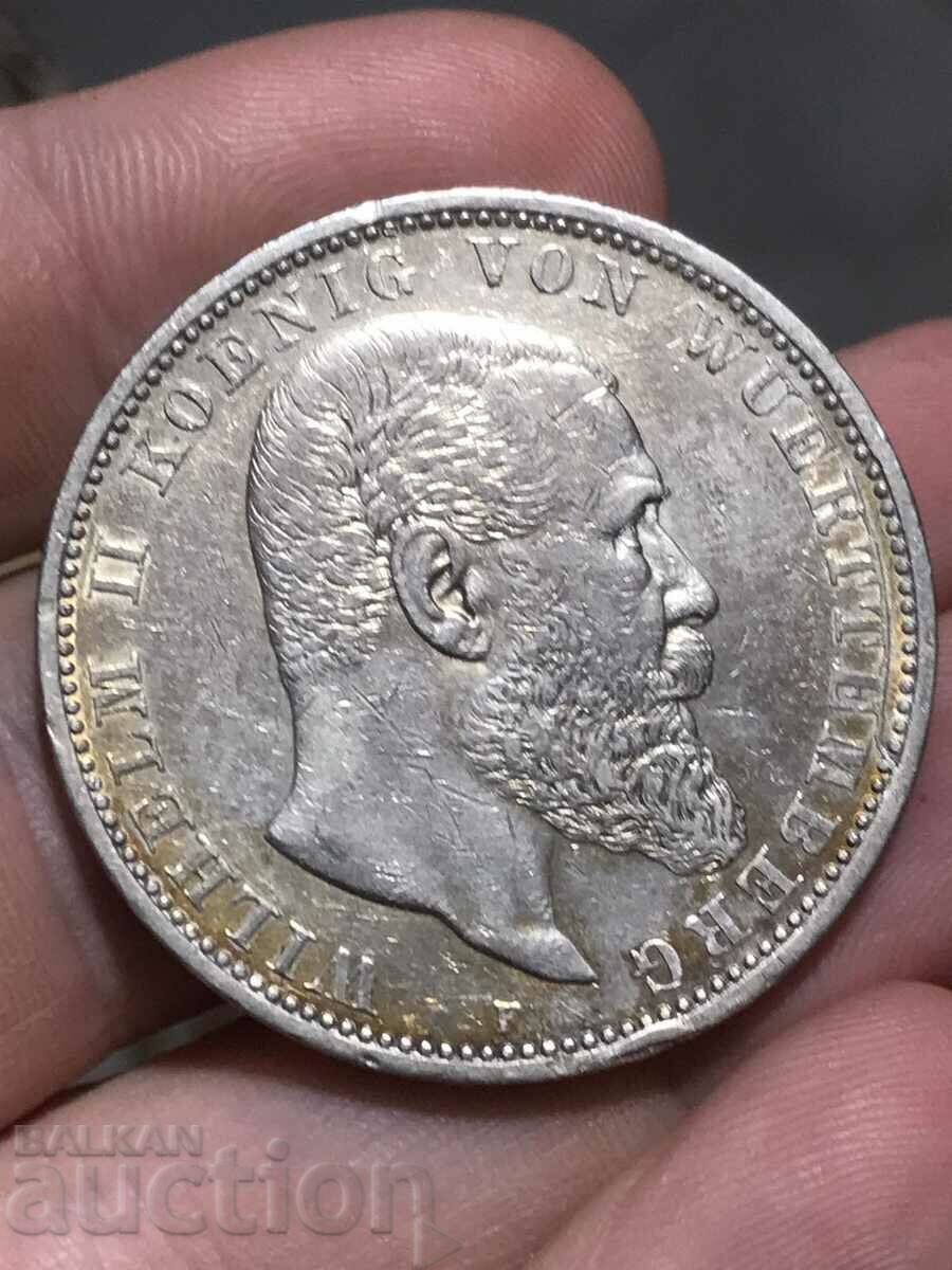 Germany Württemberg 5 Marks 1907 Wilhelm II Silver with price 125.00 BGN | € 63.91 Germany Württemberg 5 Marks 1907 Wilhelm II Silver with price 125.00 BGN | € 63.91