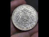 Германия Вюртемберг 5 марки 1907 Вилхелм II сребро