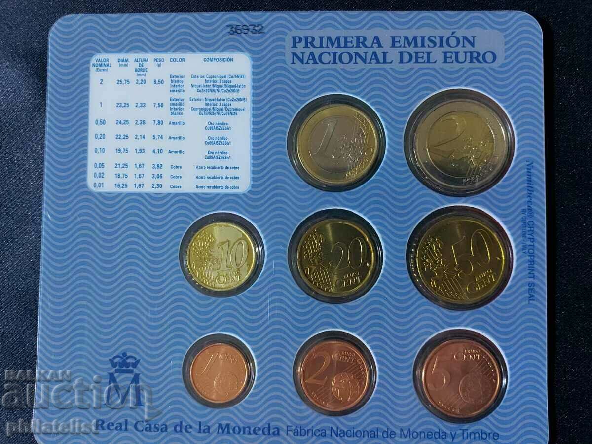 Spain 2002 -Complete bank euro set from 1 cent to 2 euros with price 70.00 BGN | € 35.79