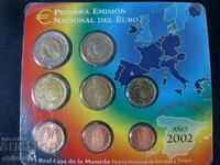 Испания 2002 –Комплектен банков сет от 1 цент до 2 евро BU