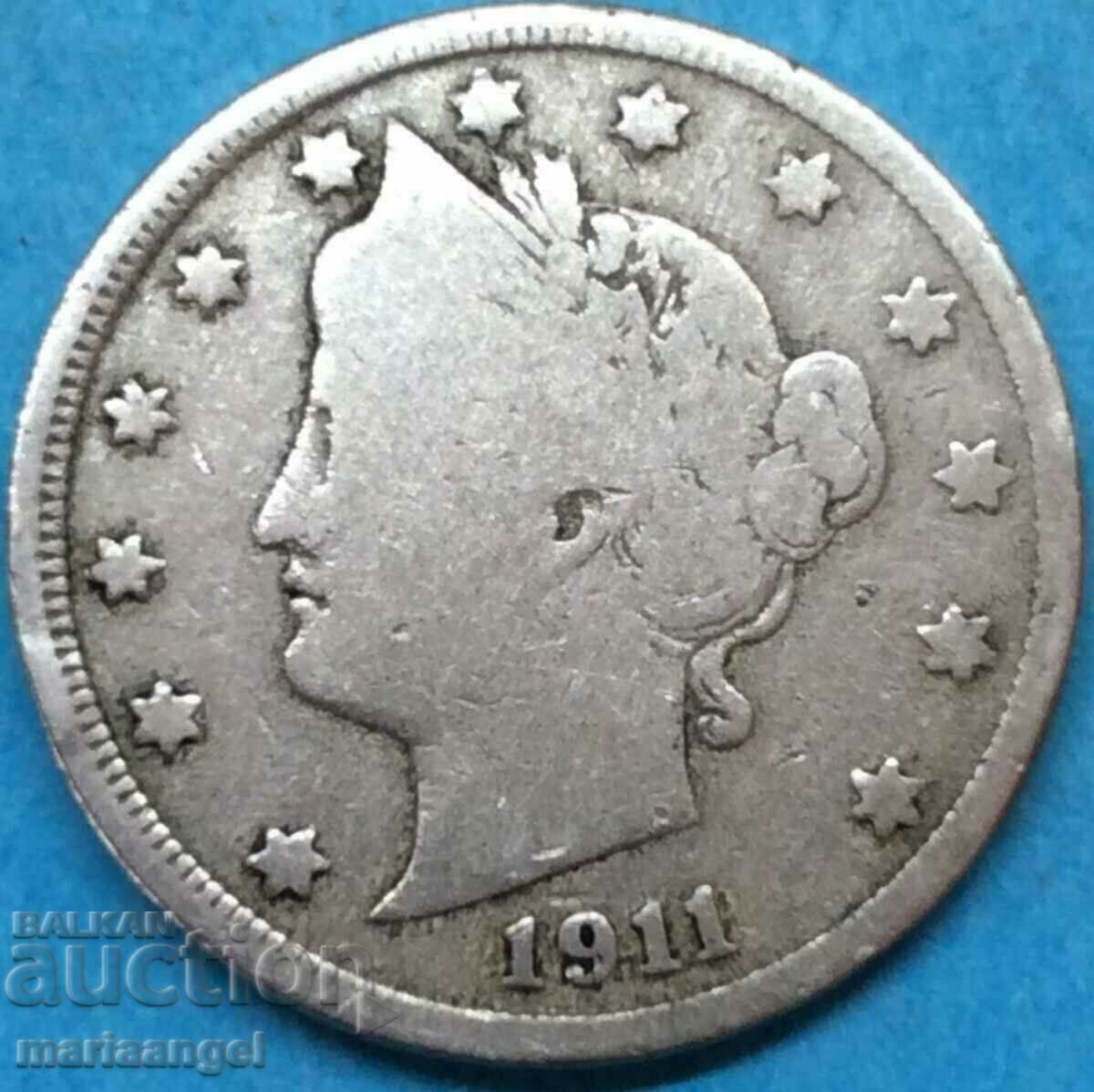 5 цента 1911 САЩ Либерти