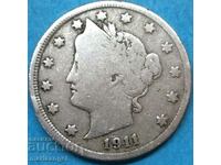 5 цента 1911 САЩ Либерти