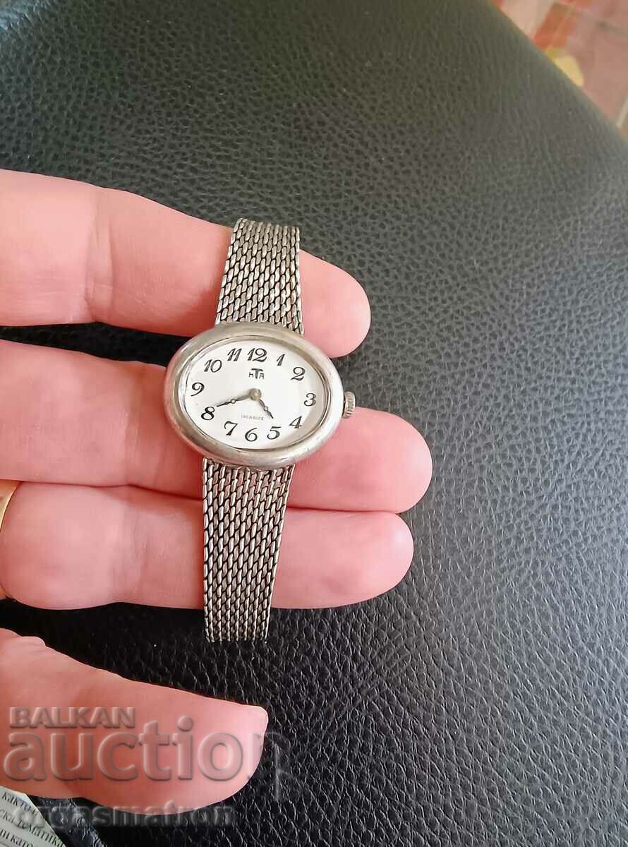 Silver Ladies Mechanical Watch Working Silver Ladies Mechanical Watch Working