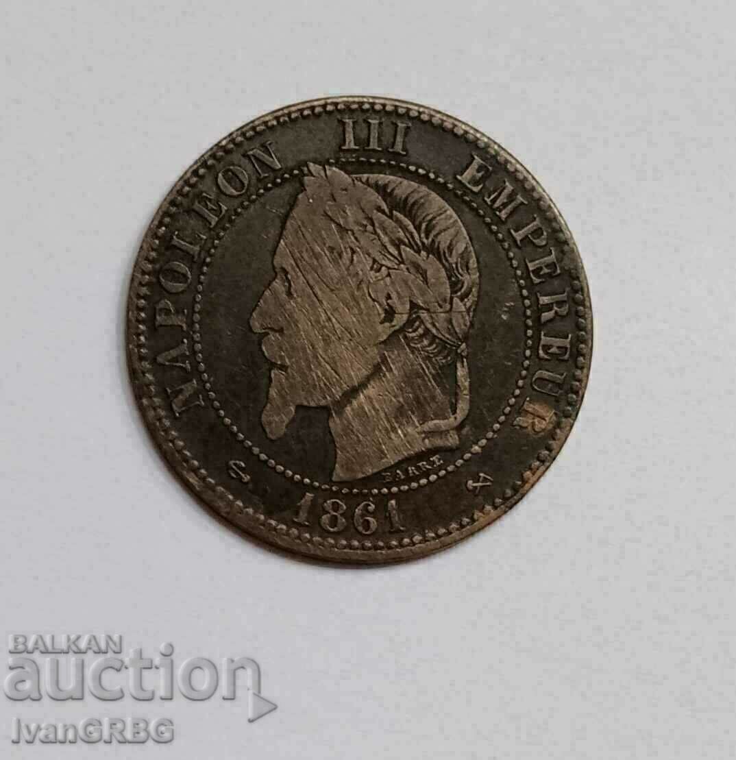 2 centimes 1861 France French coin 2 centimes France 1861 - 5 2 centimes 1861 France French coin 2 centimes France 1861 - 5