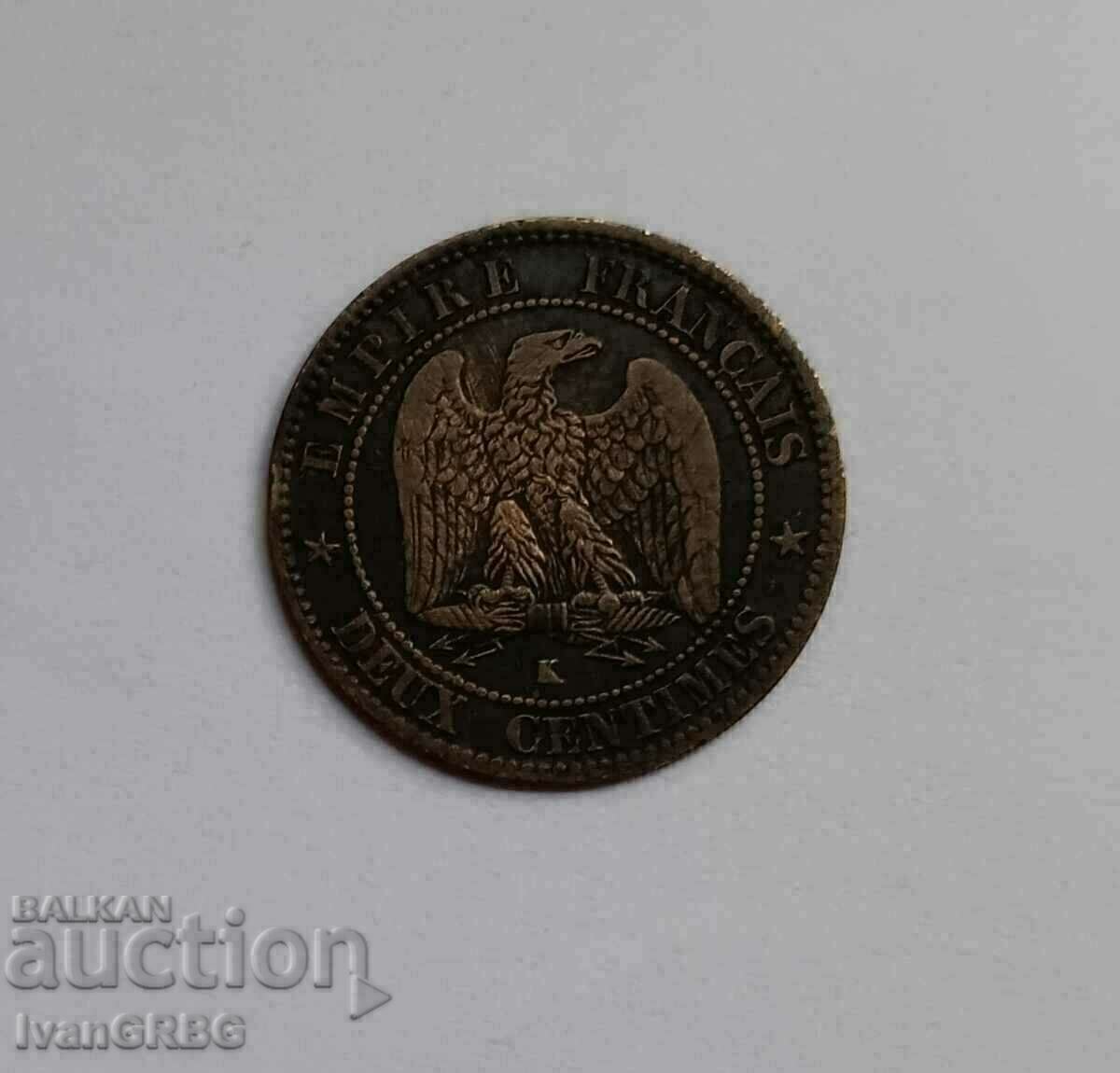 2 centimes 1861 France French coin 2 centimes France 1861 2 centimes 1861 France French coin 2 centimes France 1861